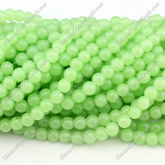 6mm round glass beads strand, light green jade, 140pcs per strand