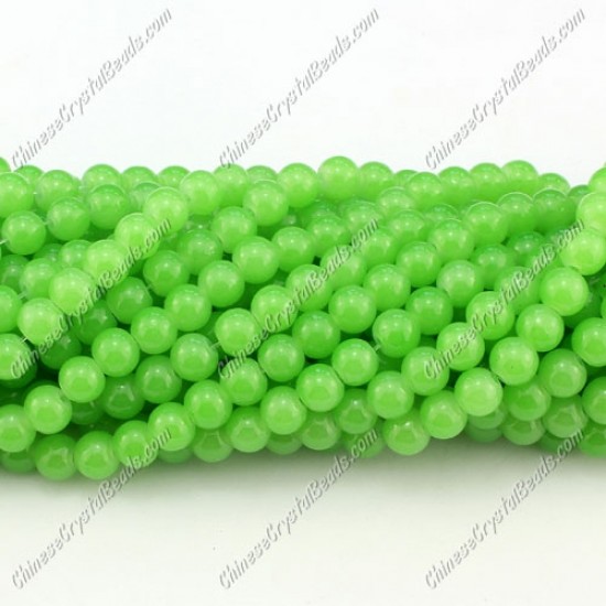 6mm round glass beads strand, green jade, 140pcs per strand