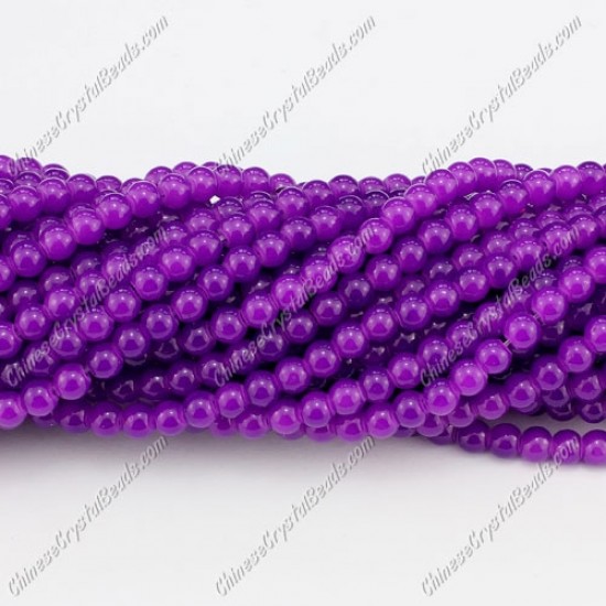 4mm round glass beads, purple, about 200pcs per strand
