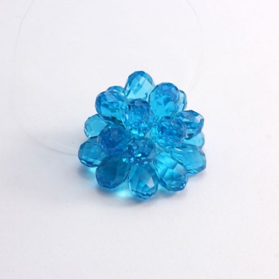 Crystal Beaded Flower, 3D beading flower, aqua, 34x24mm, sold 1 pcs