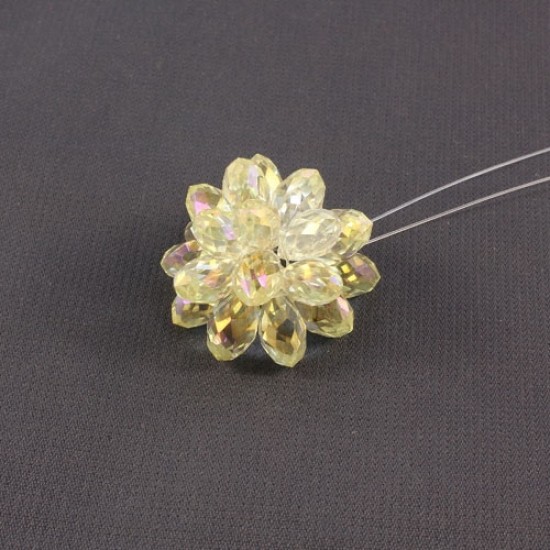 Crystal Beaded Flower, 3D beading flower, jonqui light, 20x30mm, sold 1 pcs