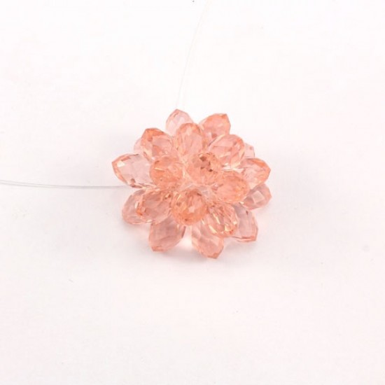 Crystal Beaded Flower, 3D beading flower, pink, 20x30mm, sold 1 pcs