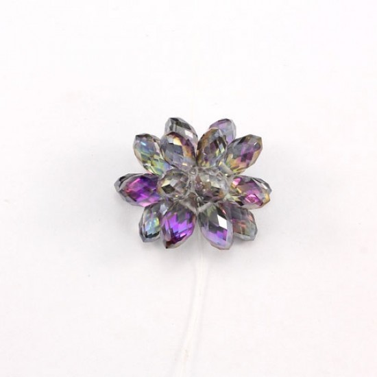 Crystal Beaded Flower, 3D beading flower, purple liht, 22x25x30mmmm, sold 1 pcs