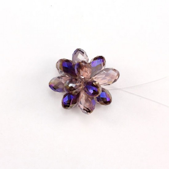 Crystal Beaded Flower, 3D beading flower, Clear AB, 20x30mm, sold 1 pcs