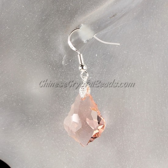 Chinese Crystal Earring handmade, Baroque Pendants, 15x22mm, rosaline, sold 1 pair