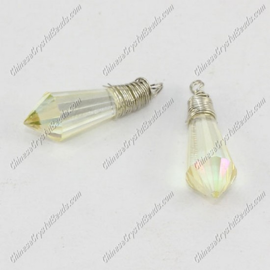 Wire Working Crystal Icicle Drop Pendant, 8x20mm, yellow light, sold by 1 pc