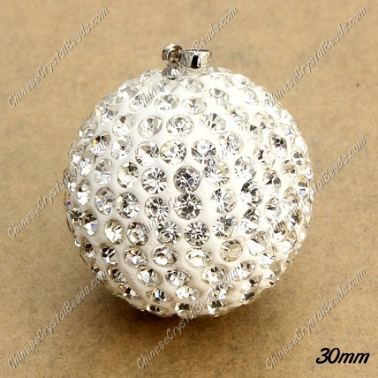 30mm crystal clay disco pave pendant, cheap, 1 pcs