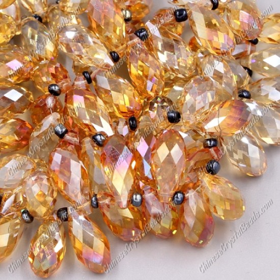 10x20mm, Briolette beads, orange light, 10 beads