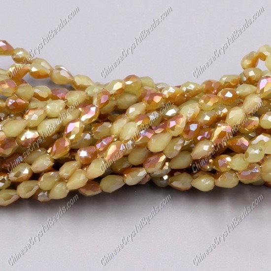 Chinese Crystal Teardrop Beads Strand, #002, 3x5mm, about 100 Beads