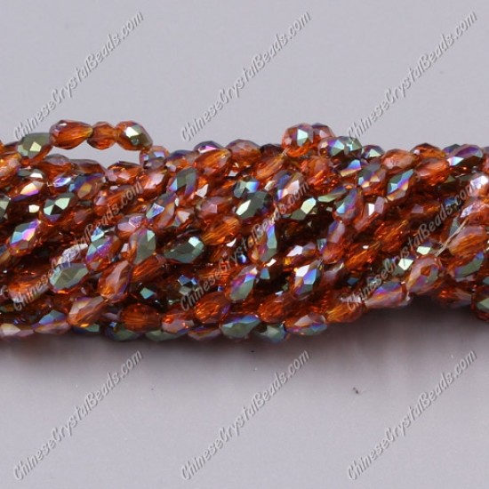 Chinese Crystal Teardrop Beads Strand, #023, 3x5mm, about 100 Beads