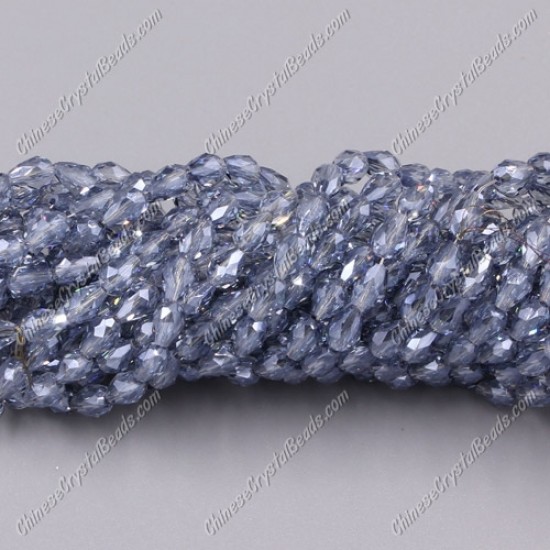 Chinese Crystal Teardrop Beads Strand,Magic Blue, 3x5mm, about 100 Beads