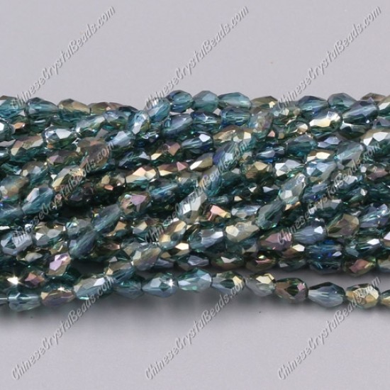 Chinese Crystal Teardrop Beads Strand, #53, 3x5mm, about 100 Beads