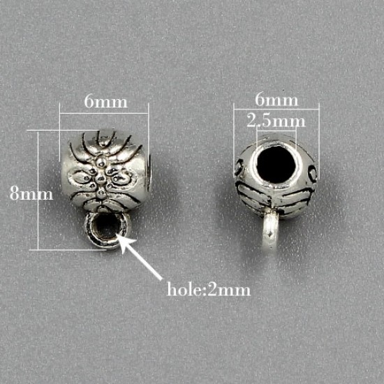 Bail Connectors, antiqued silver-finished inchpewterinch (zinc-based alloy), 6x8mm . Sold per pkg of 50pcs
