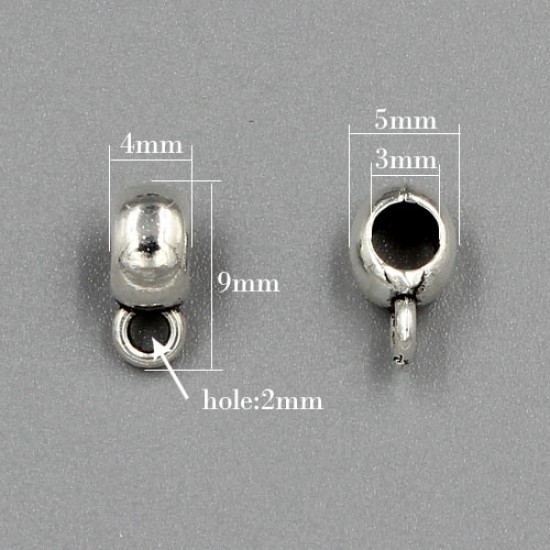 Bail Connectors, smooth, antiqued silver-finished inchpewterinch (zinc-based alloy), 4x9mm . Sold per pkg of 50pcs