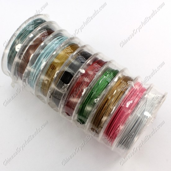 Multicolor Tiger Tail Beading Wire 10meter,  0.38mm, 10 spool
