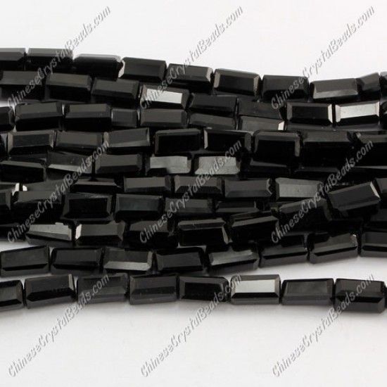 cuboid crystal beads, 4x4x8mm, Jet, 70pcs per strand