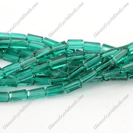 cuboid crystal beads, 4x4x8mm, Emerald, 72pcs per strand