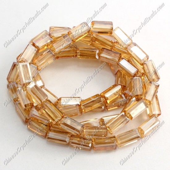 cuboid crystal beads, 4x4x8mm, golden shadow, 72pcs per strand