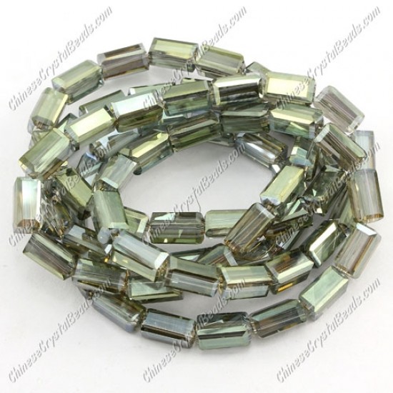 cuboid crystal beads, 4x4x8mm, green lihgt 2, 72pcs per strand