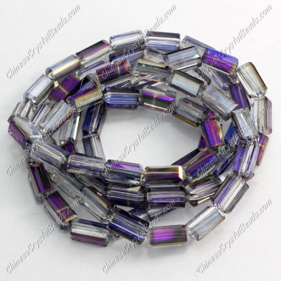 cuboid crystal beads, 4x4x8mm, purple light, 72pcs per strand