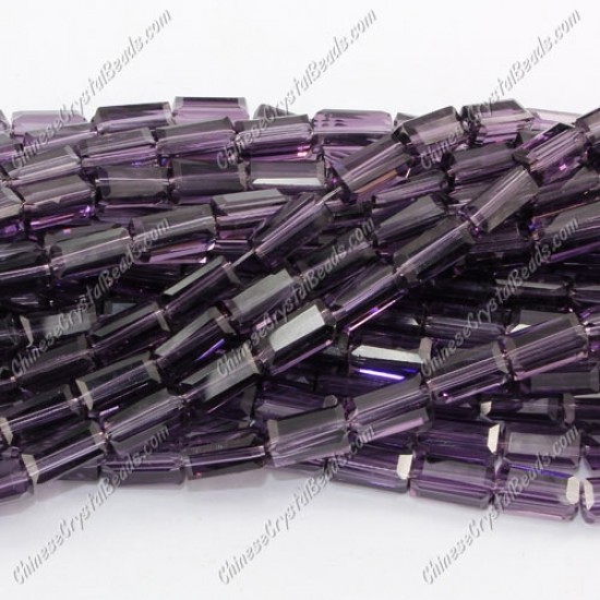 cuboid crystal beads, 4x4x8mm, Violet, about 50pcs per strand