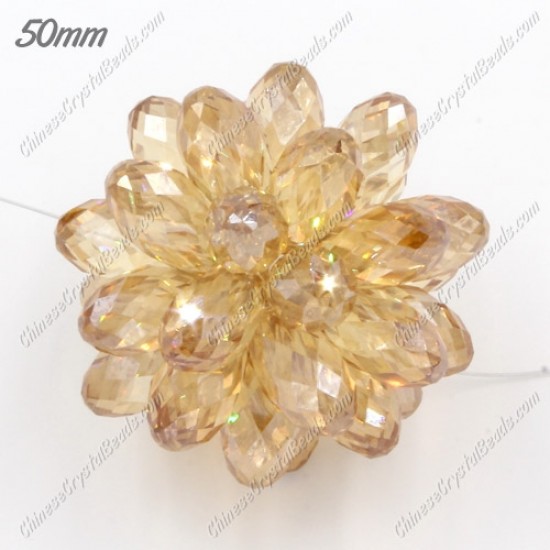 50mm drop beads beaded ball, golden shadow, sold by 1 piece