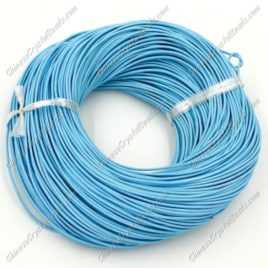 Round Leather Cord, aqua , (1mm, 1.5mm, 2mm)(Sold by the Meter)