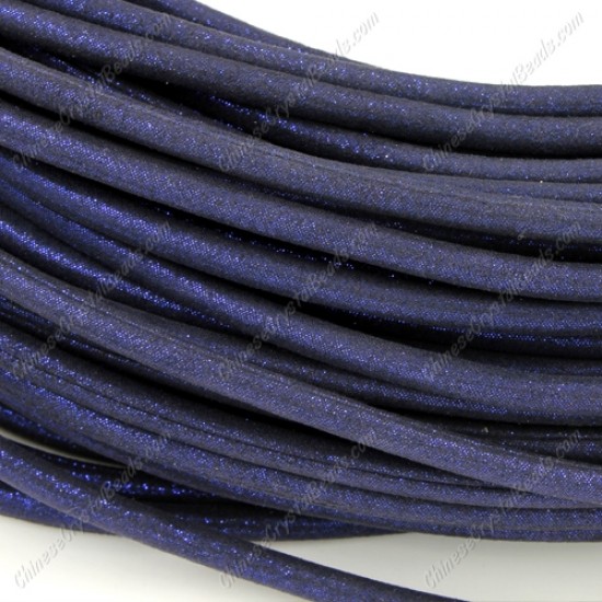 5mm round cord,  blue, (Sold by the inch)