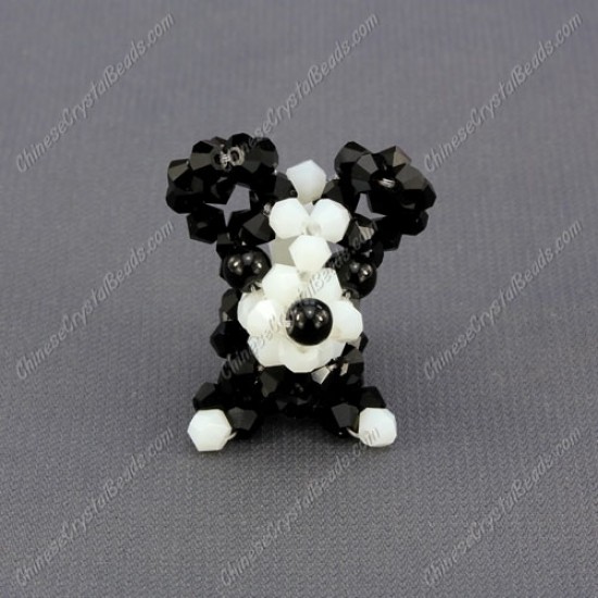 Crystal 3D beading Papillon puppy dog Charm Kit, 35x30mm, black