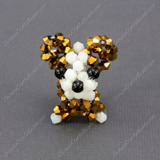 Crystal 3D beading Papillon puppy dog Charm Kit, 35x30mm, gold