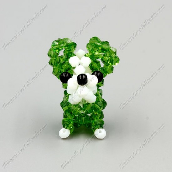 Crystal 3D beading Papillon puppy dog Charm Kit, 35x30mm, green