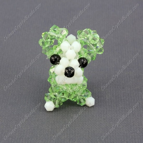 Crystal 3D beading Papillon puppy dog Charm Kit , 35x30mm, lime green