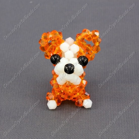 Crystal 3D beading Papillon puppy dog Charm Kit, 35x30mm, orange