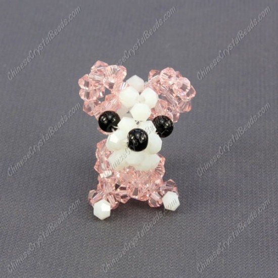 Crystal 3D beading Papillon puppy dog Charm Kit, 35x30mm, pink