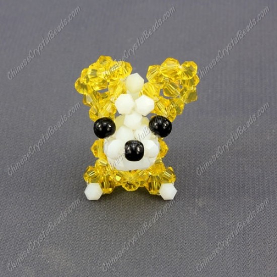Crystal 3D beading Papillon puppy dog Charm Kit, 35x30mm, yellow