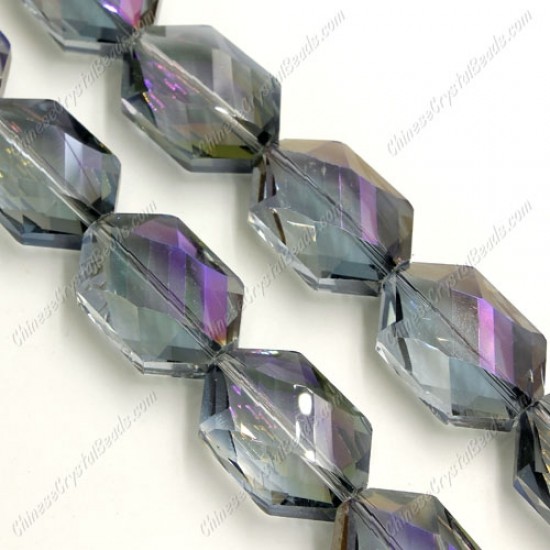 10Pcs Faceted Polygon Hexagon Glass Crystal, purple light, hole:1.5mm (2 size)