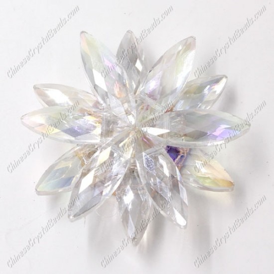 Beaded crystal flower, CCB Base, 45mm width, clear AB, 1pcs