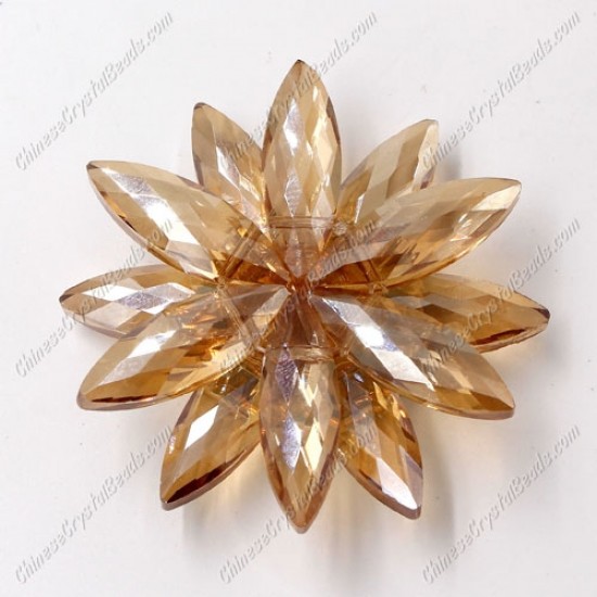 Beaded crystal flower, CCB Base, 45mm width, golden shadow, 1pcs