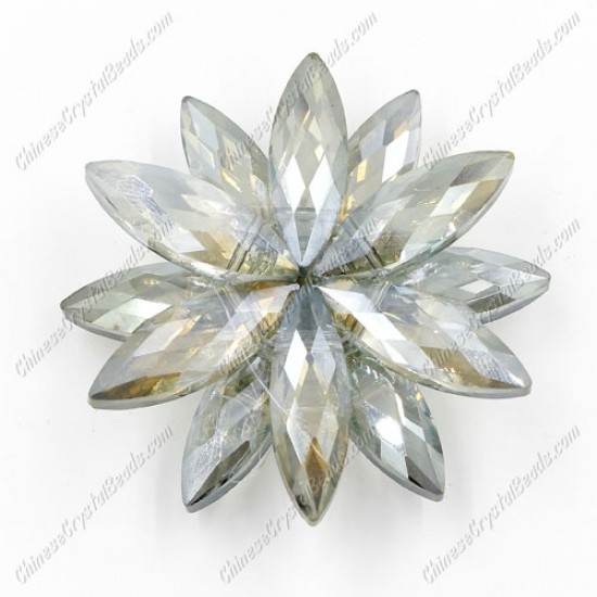 Beaded crystal flower, CCB Base, 45mm width, yellow and green light, 1pcs