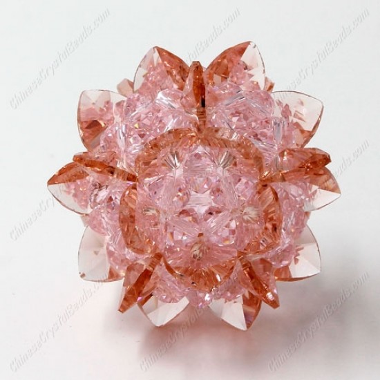 3D beaded flower ball, pink, width45mm, 1 pc
