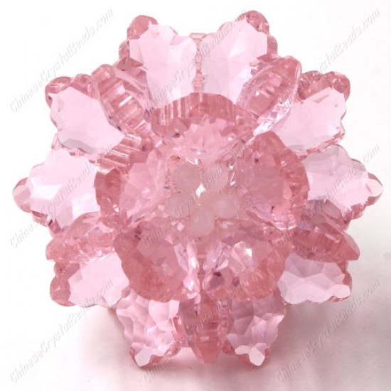 3D beaded flower ball, pink, width:53mm, 1 pc
