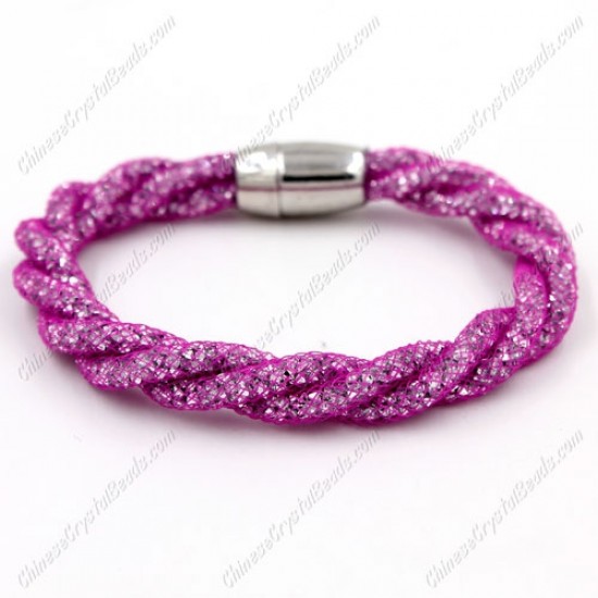 Mesh bracelet,  3 stand helix Stardust Mesh Bracelet, fuchsia, Approx. Wide:10mm