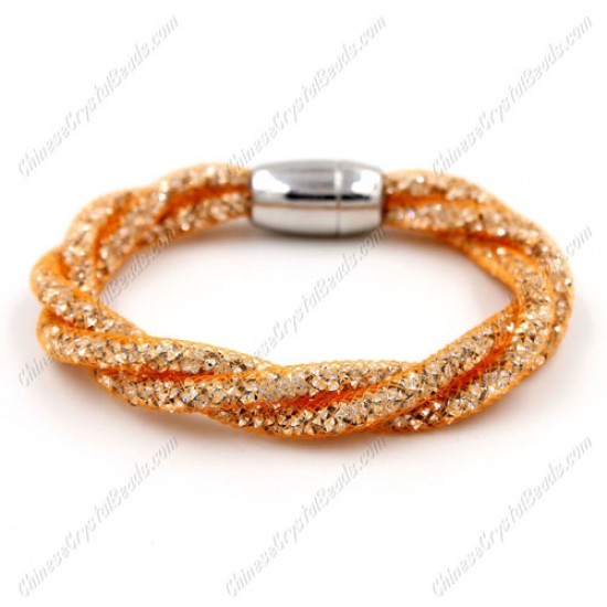 Mesh bracelet,  3 stand helix Stardust Mesh Bracelet, orange, Approx. Wide:10mm