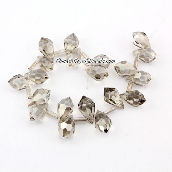 Chinese Crystal Briolette Bead Strand, silver shade, 6x10mm, 20 beads
