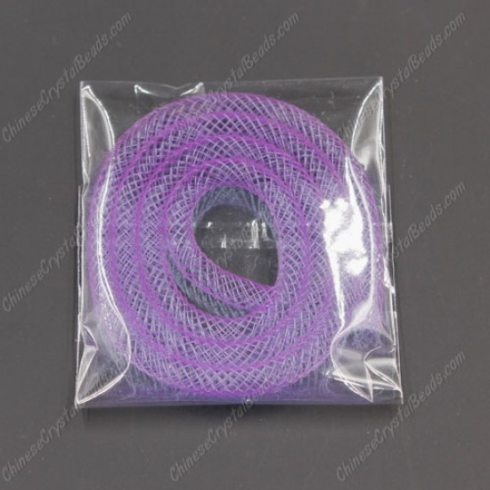 DIY Mesh Bracelet soft nylon fishnet tube, purple, width:4mm,  40cm