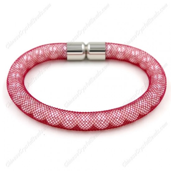 Pearl mesh bracelet, ruby mesh, width:8mm, 1 pc