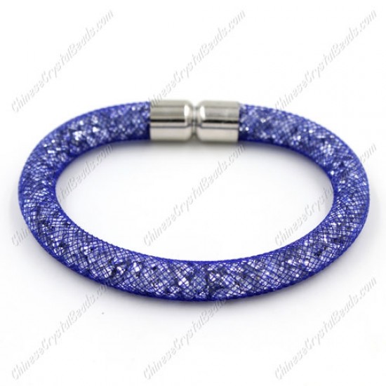 Stardust Mesh Bracelet, width:8mm,blue mesh and clear Rhinestone