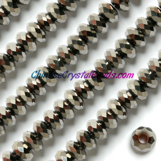 Crystal European Beads, silver , 8x14mm, 5mm big hole,12 beads