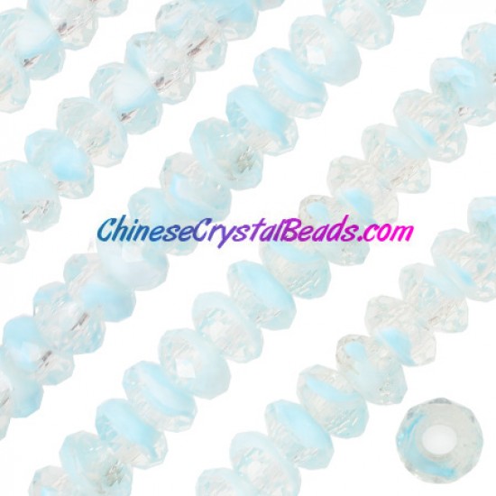 Crystal European Beads, sky blue, 8x14mm, 5mm big hole,12 beads