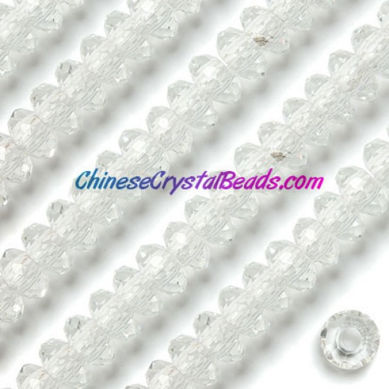 Crystal European Beads, clear, 8x14mm, 5mm big hole,12 beads